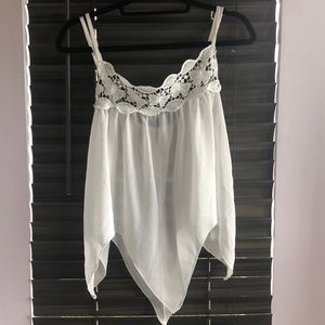 See Through Tank Top with White Lace